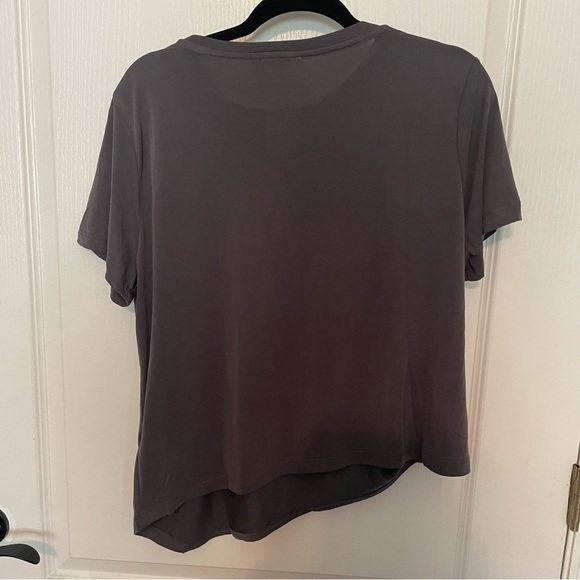 Mod Ref Slate Gray Asymmetrical Short Sleeve Top - Picture 3 of 4